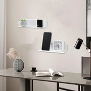 Pannelli Acrilici Senza Fori - 2 Pezzi Decorazione a Parete - Stabilità per Salotto - Camera da Letto - Ufficio - Bagno e Cucina - Bianco con 4 Clip per Cavi