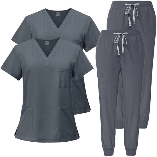 Set di pulitori 2 pezzi - Uniformi mediche - Camicie con V collo - Corta giacca - Rapido assorbimento/sudore assorbente - Adatto per farmacia/ospedale - Tessuto di alta qualità 94% Poliestere/6% Spandex