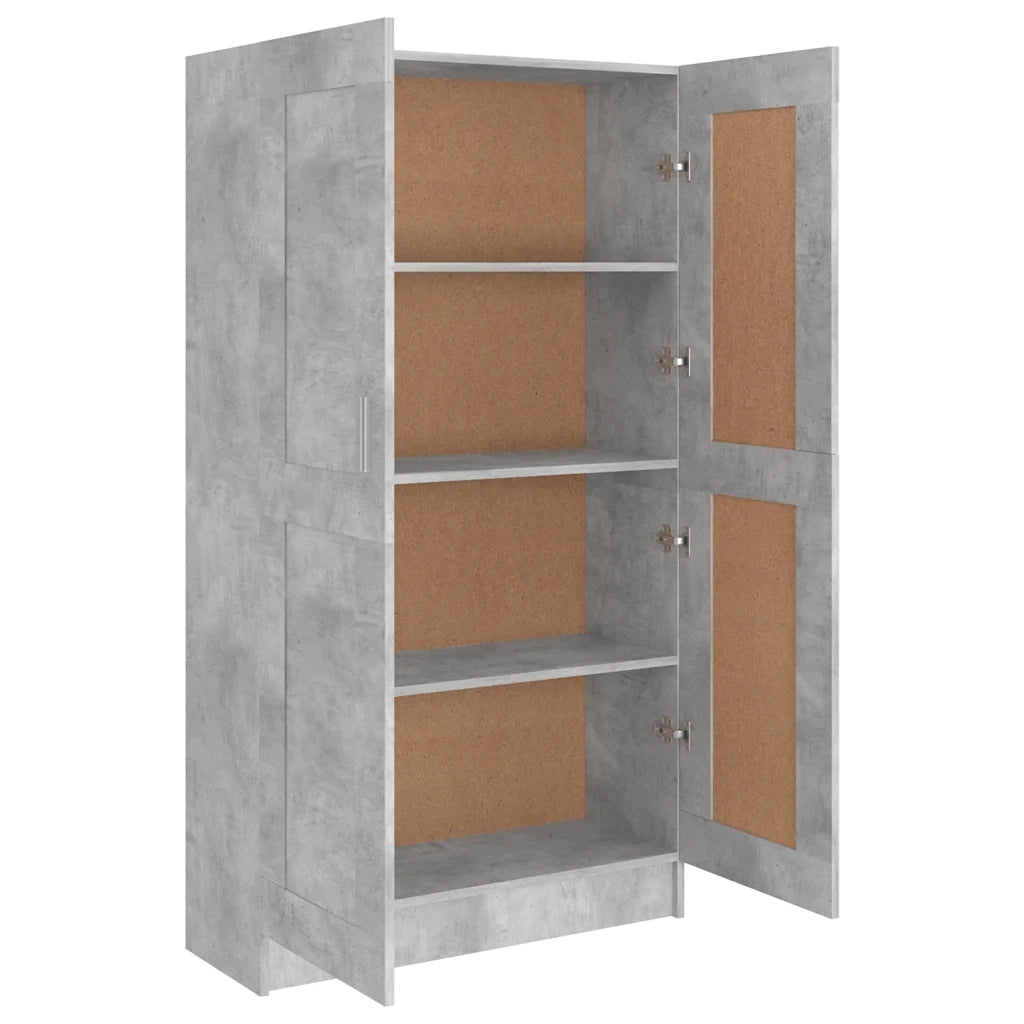 Libreria-Scaffale per Libri-Mobile di Stoccaggio Grigio Cemento 82,5x30,5x150 cm in Legno Multistrato