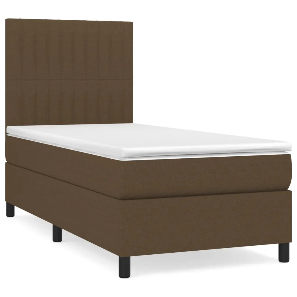 Giroletto a Molle con Materasso Marrone Scuro 90x200 cm Tessuto 3141908