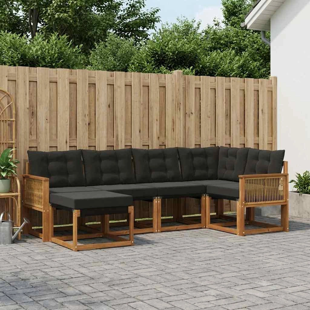 Set di divani da esterno 6 pz Naturale e Nero 3382068