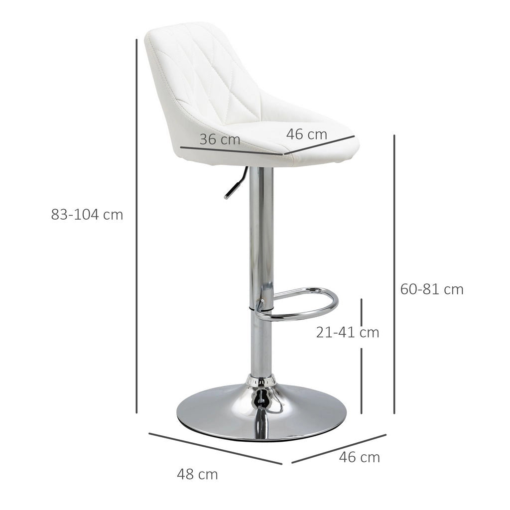 SET 2 SGABELLI DA BAR CON SCHIENALE E ALTEZZA REGOLABILE INDUSTRIAL BIANCO