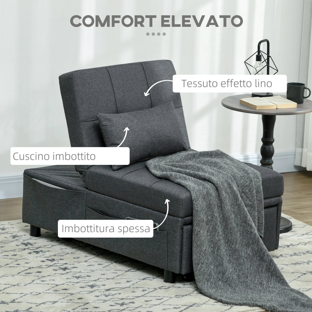 Poltrona Letto Singolo Reclinabile ¨C Zephmum ¨C Grigio Tessuto