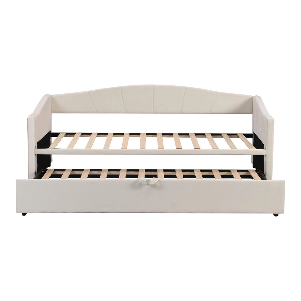 Letto Singolo/Matrimoniale Contenitore Imbottito in Velluto ¨C MINIMAL ¨C Beige, 90x200/180x200