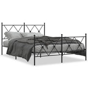 Letto matrimoniale | Letto per adulti | Giroletto con Testiera e Pediera Metallo Nero 137x190 cm