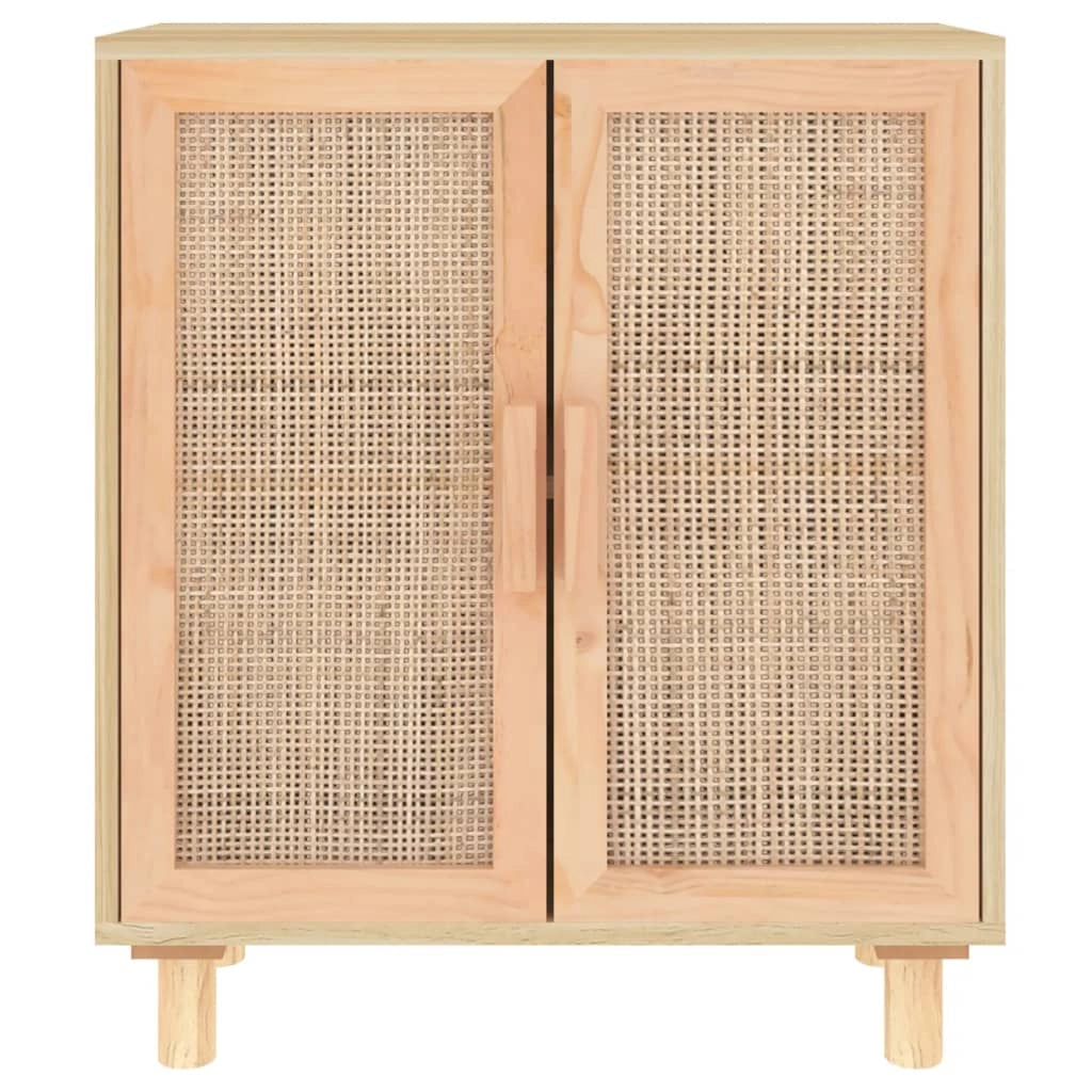 Buffet credenza cassettiera armadio mobile contenitore organizer per cucina soggiorno salotto 60 x 30 x 70 cm legno massello di pino e rattan marrone naturale 02_0035718