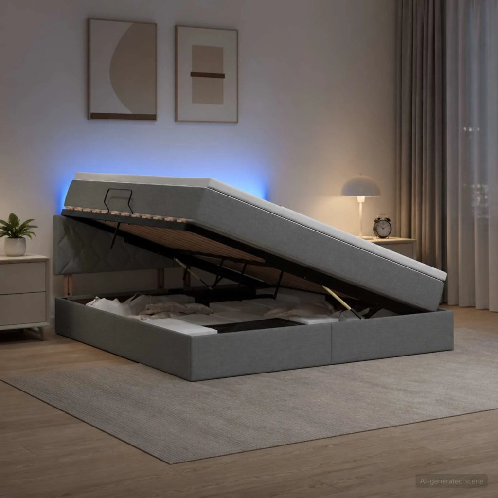 Letto con contenitore LED e materasso Grigio Scuro 180 x 200 cm 3459142