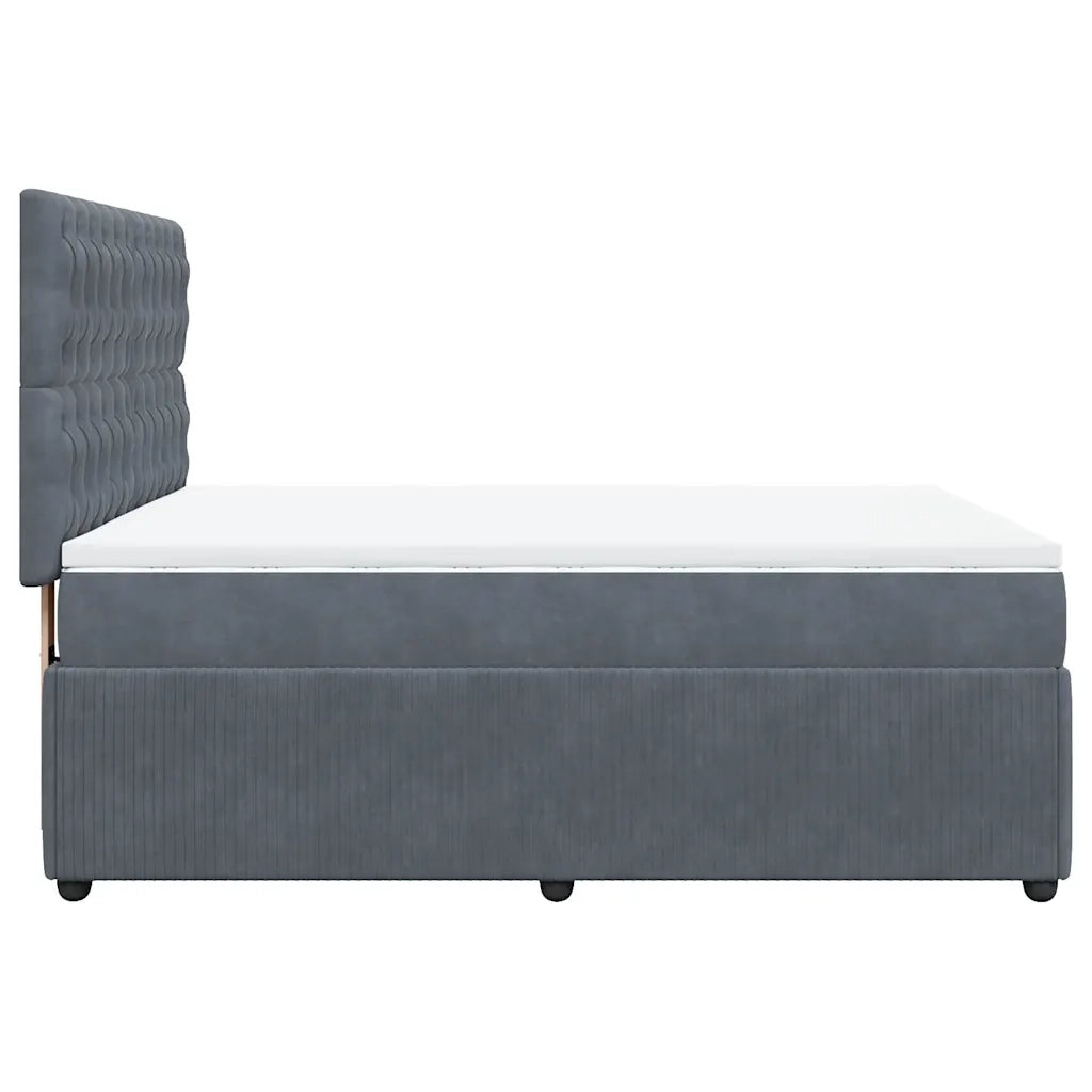 Giroletto a Molle con Materasso Grigio Scuro 140x190 cm Velluto
