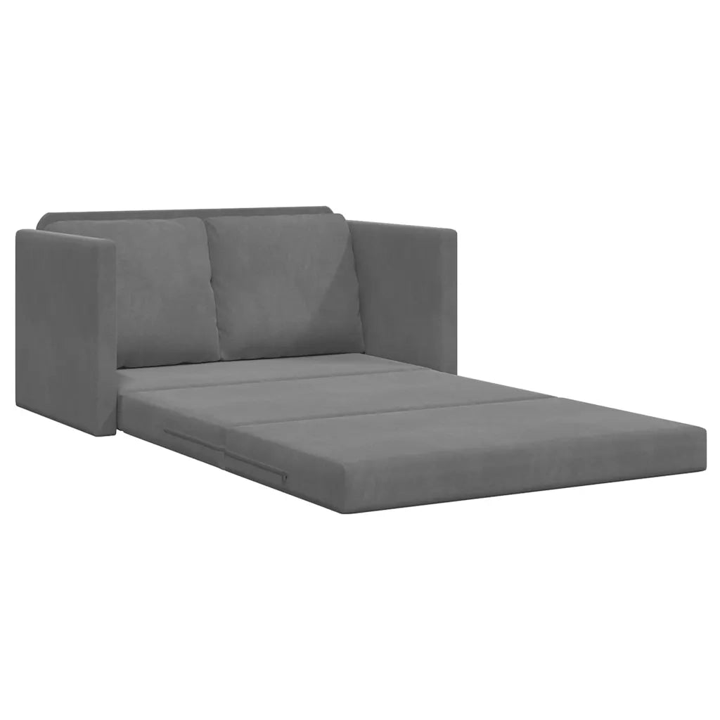 Divano Letto da Terra 2 in 1 Grigio Scuro 122x204x55 cm Velluto 353958