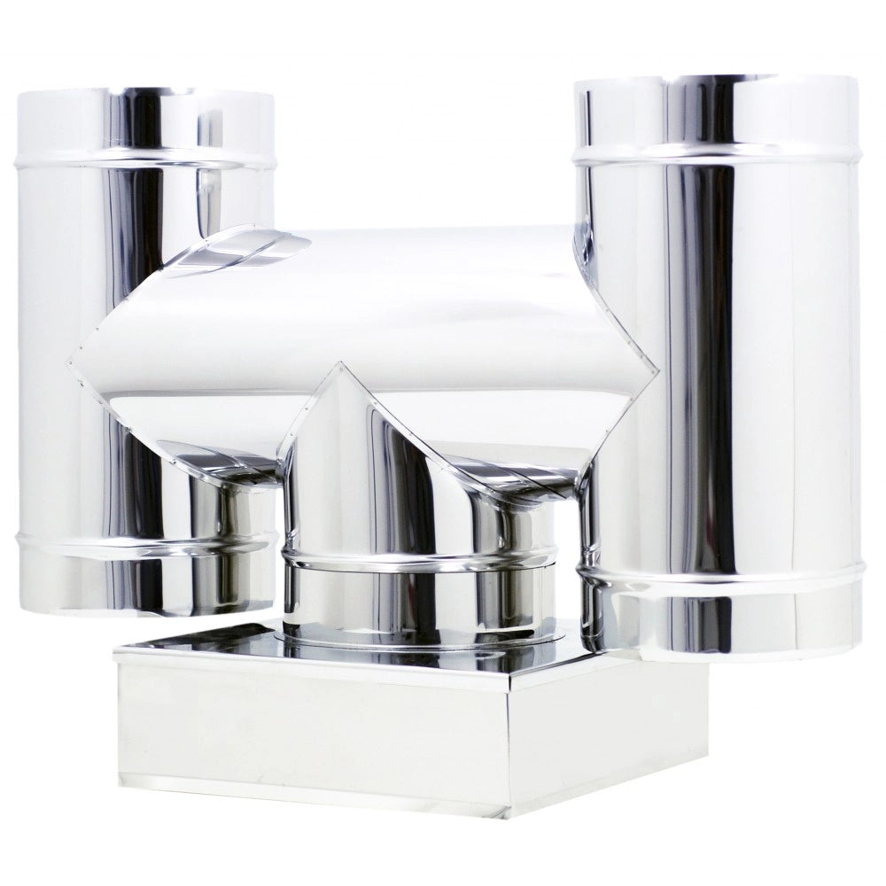 Fumaiolo terminale da 27x27cm ad h inox base quadra