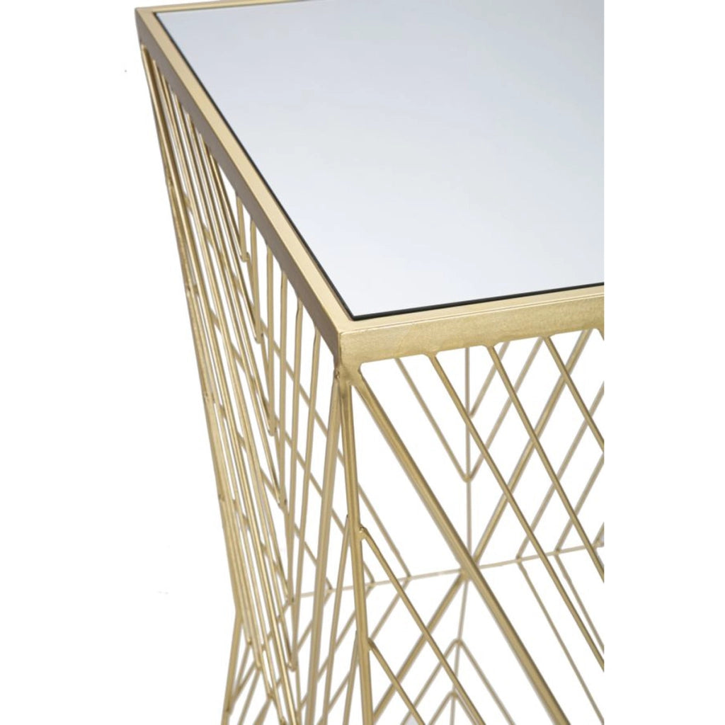 Tavolino VKH594, Oro, Metallo, 50x50x100 cm