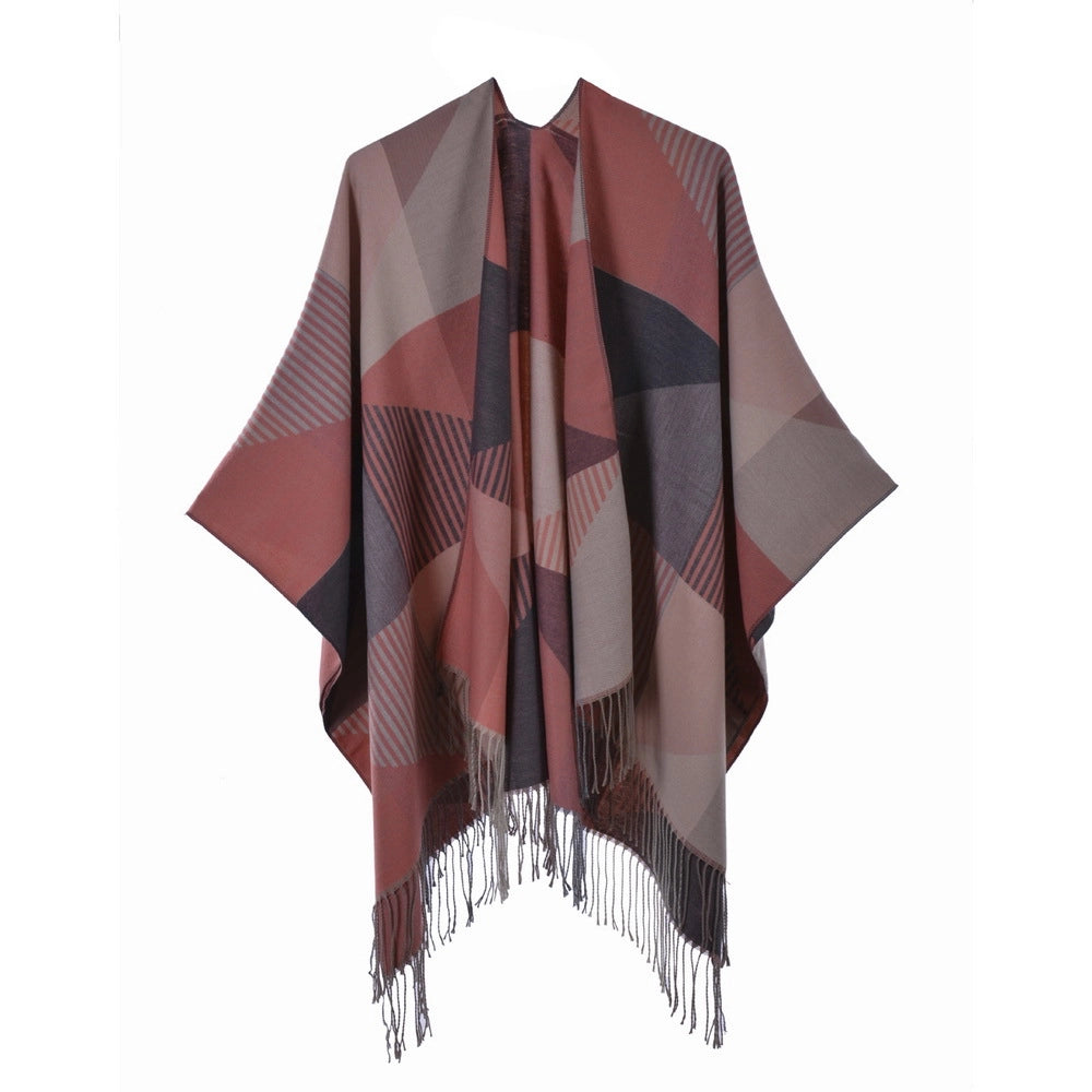 Sciarpa di nuovo stile, scialle, semplice nappa, spacco, calda cappa in cashmere