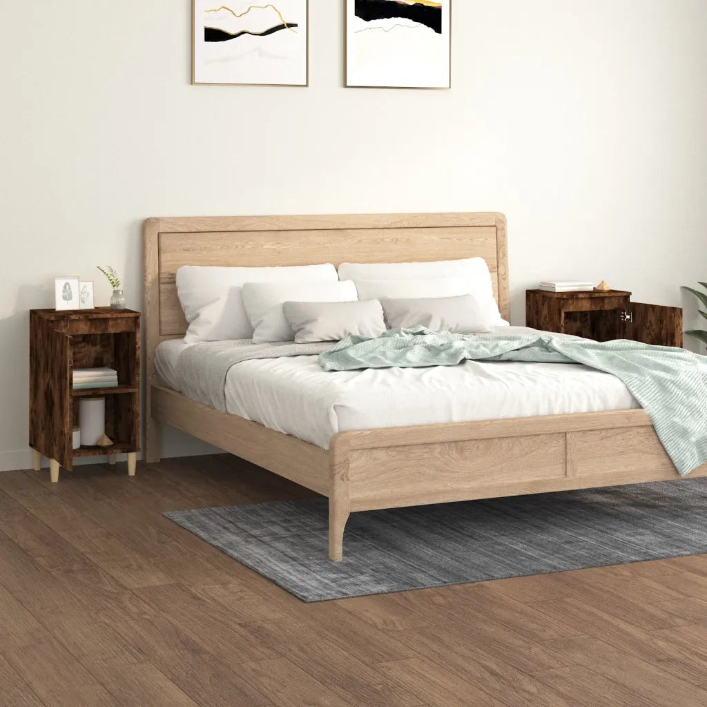 Comodini 2 pz-Set di 2 Tavolino da notte Rovere Fumo 40x35x70 cm in Legno Multistrato 400190