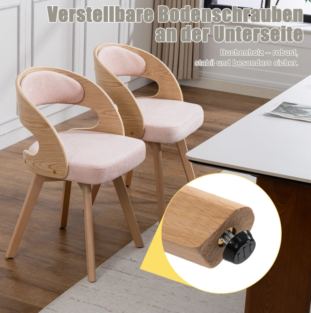 Sedia da pranzo girevole in lino rosa