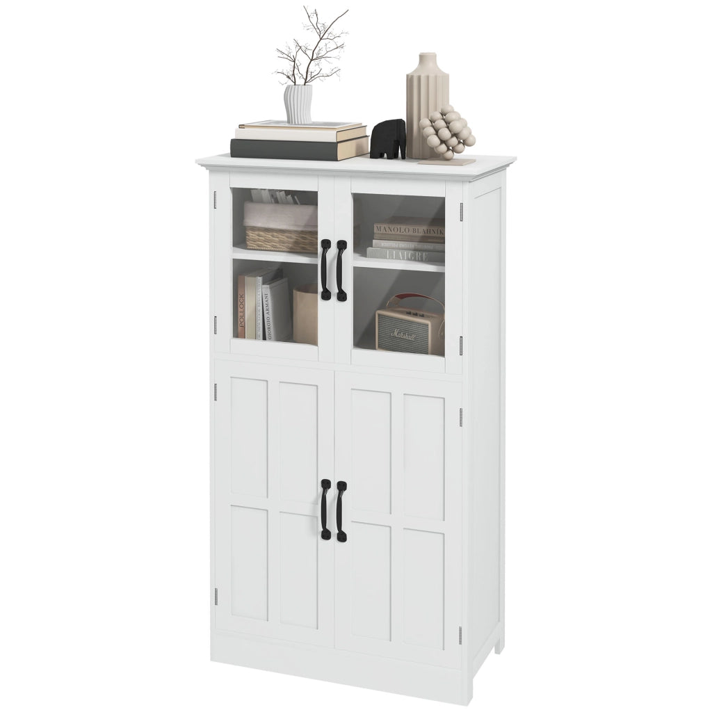Armadio cucina con ante in vetro e ripiani ¨C zephmum ¨C bianco 80x40x180