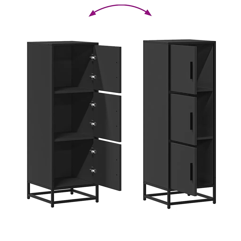 Credenza Nera 35,5x35x106,5 cm Legno Multistrato Metallo 849064