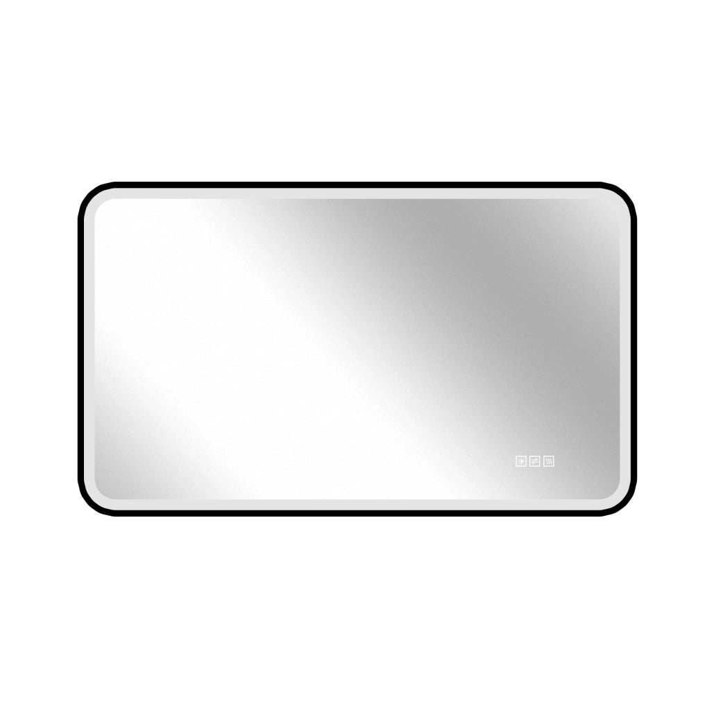 Specchio da bagno LED nero con antiappannamento e dimmer