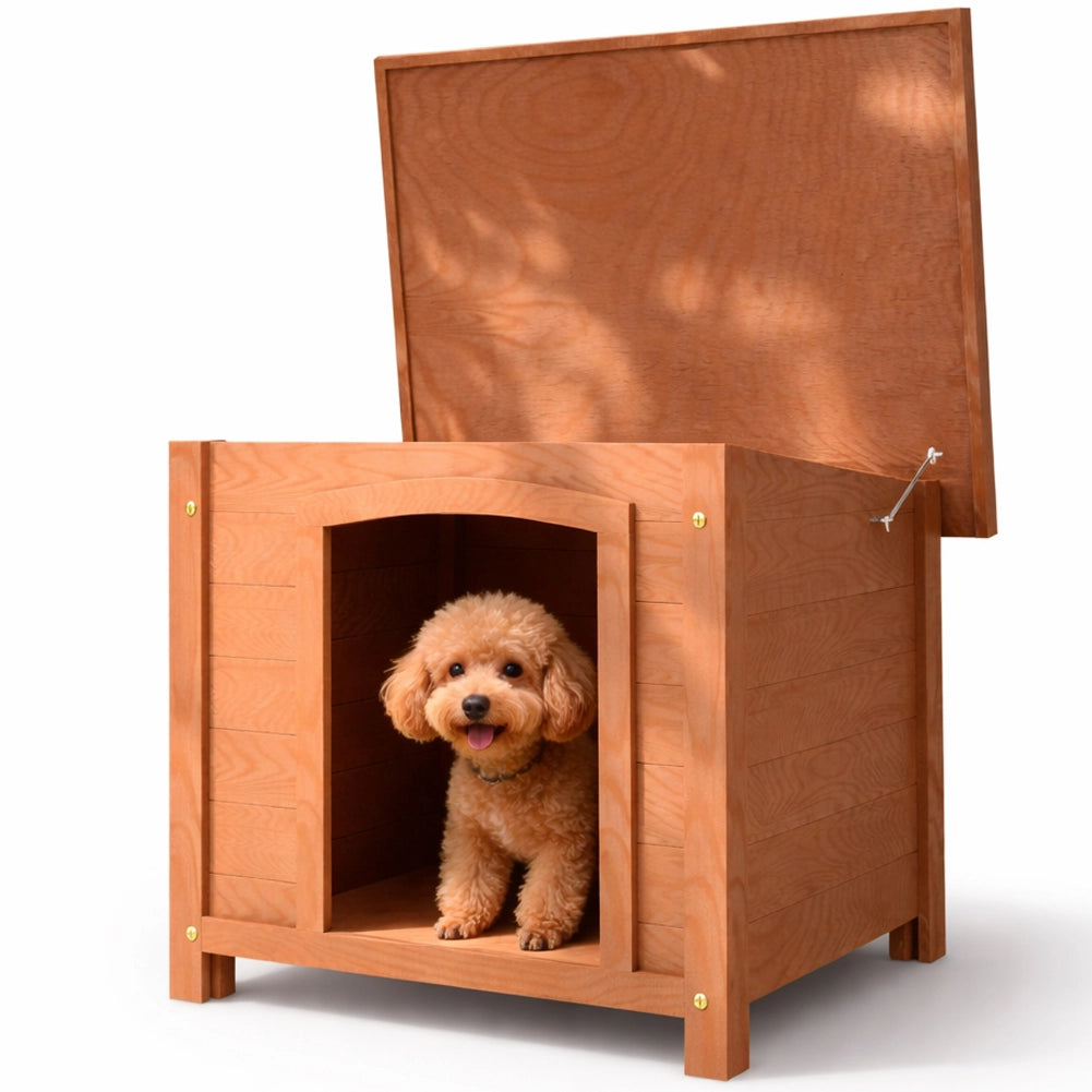 Casetta per Cani S Esterno in Legno Tetto Apribile Cuccia per Animali Domestici