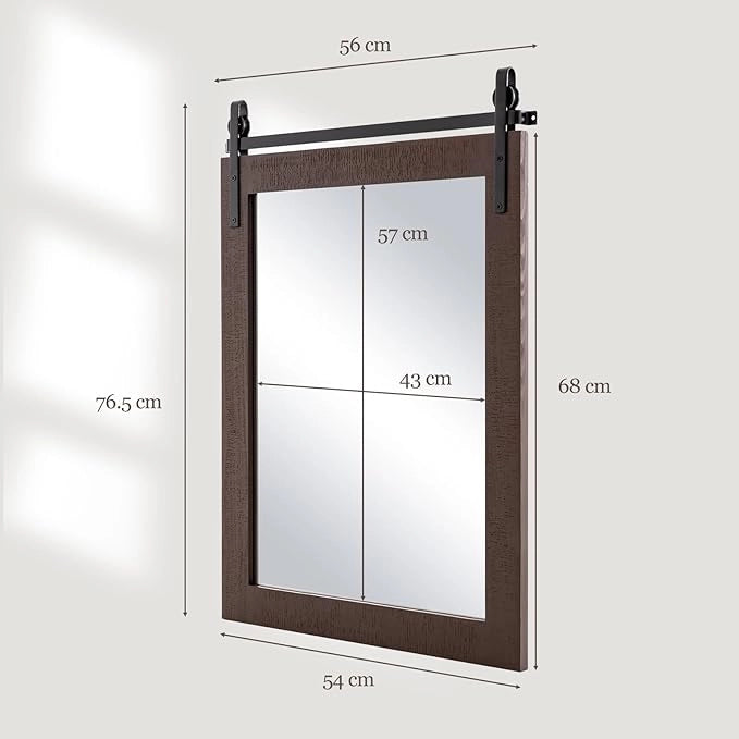 Specchio da Parete 76,5 x 56 cm, Specchio Rettangolare con Cornice in Legno e Staffa in Metallo, Specchio da Bagno Corridoio Soggiorno, Bianco (Noce)