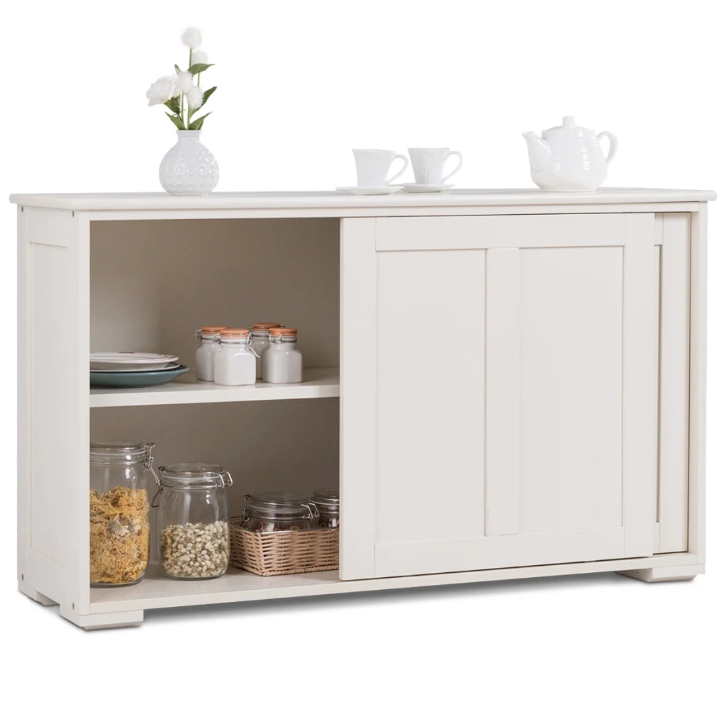 Credenza da cucina con 2 ante scorrevoli 106,7 x 33 x 62 cm grande capienza design elegante in MDF beige 20_0010801