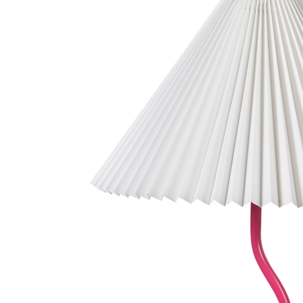 Lampada da terra Base metallica bianca e rosa Paralume plissettato in plastica Stile retrò vintage