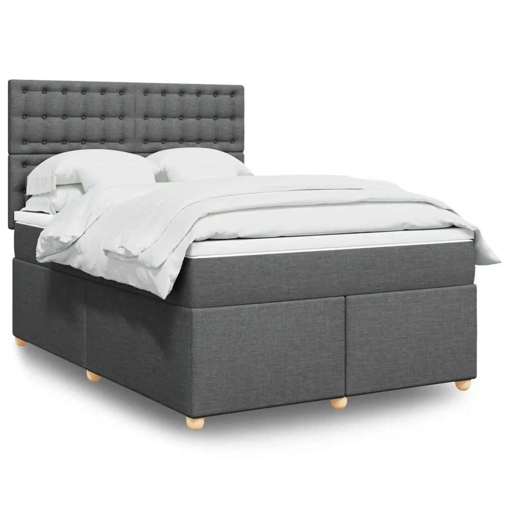 Giroletto a Molle con Materasso Grigio Scuro 140x190 cm Tessuto 3291290