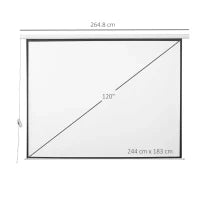 Schermo per Proiettore 120 Pollici Formato 4:3 Regolabile con Telecomando, Schermo di Proiezione Motorizzato Compatto, Installazione a Parete o Soffitto, 244x183 cm, Bianco