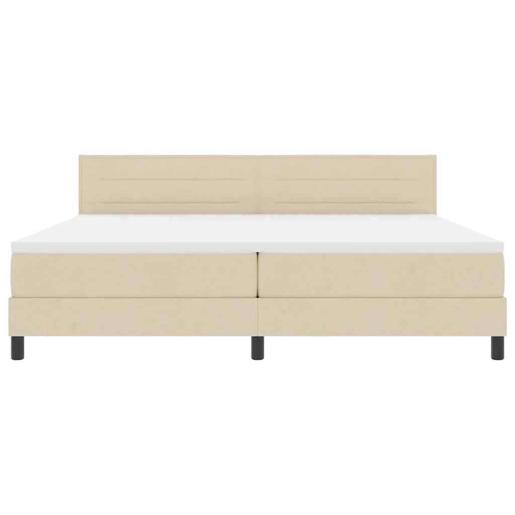 Letto a molle con testiera Crema 200 x 200 cm Tessuto 3338641