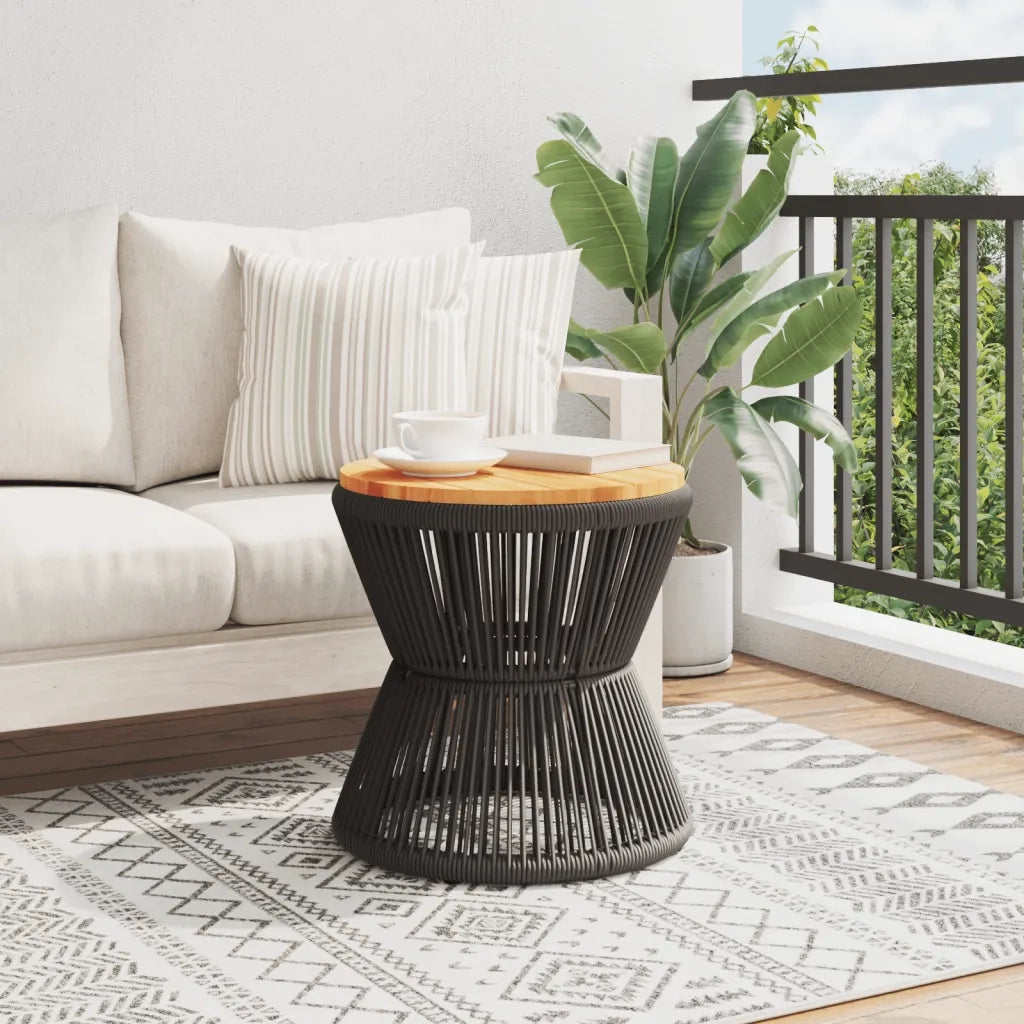 Tavolino da salotto | Tavolino da caff¨¨ | Tavolino da Soggiorno Base in Filo Metallico Nero ? 45x44 cm Massello Acacia