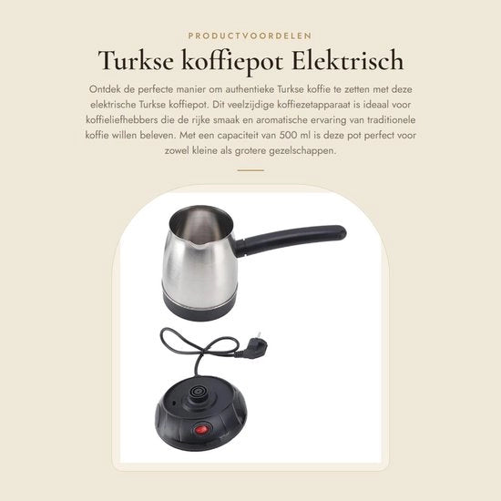 Caffettiera elettrica in acciaio inossidabile - 500 ml - Adatta per latte di macchina da caffè - Ideale per uso domestico - Doppio filtro - Capacità 500 ml
