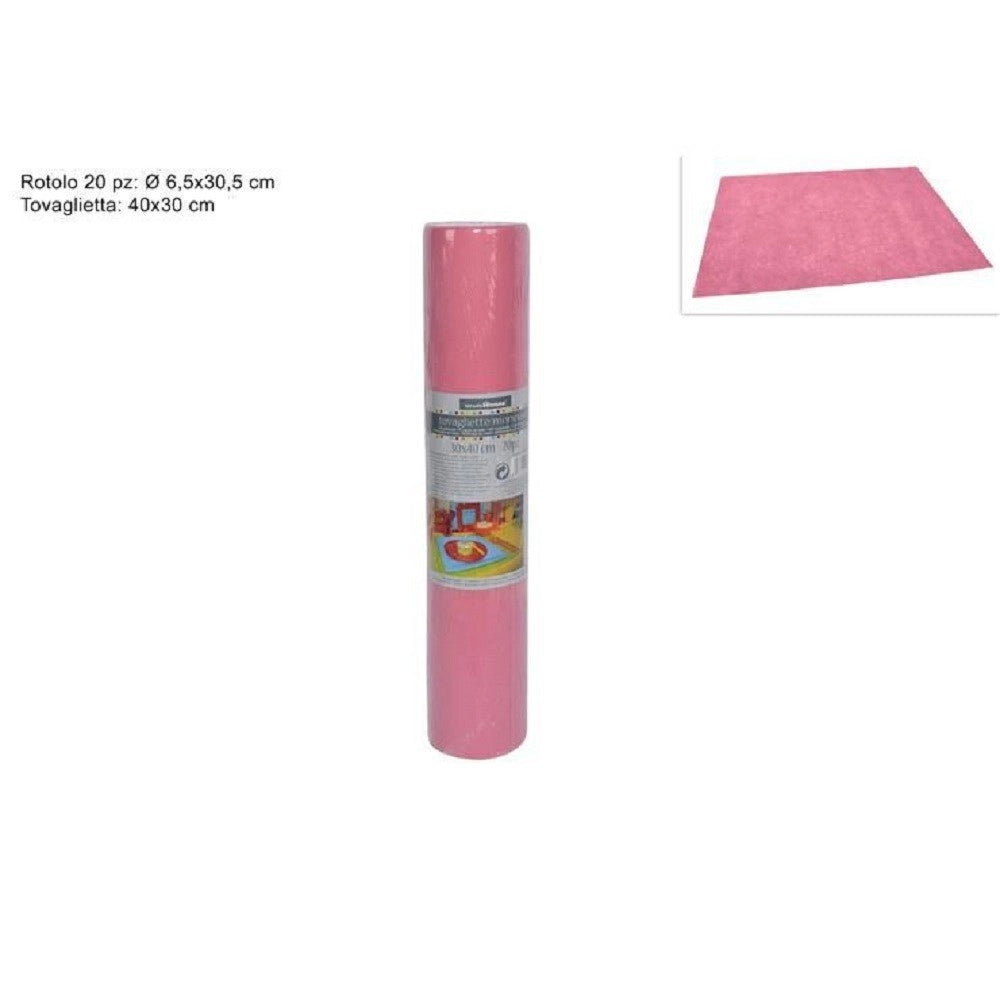 Trade Shop - Set 20 Pezzi Tovagliette Tovaglie A Strappo Runner Tnt Rullo 30 X 40 Cm Rosa -