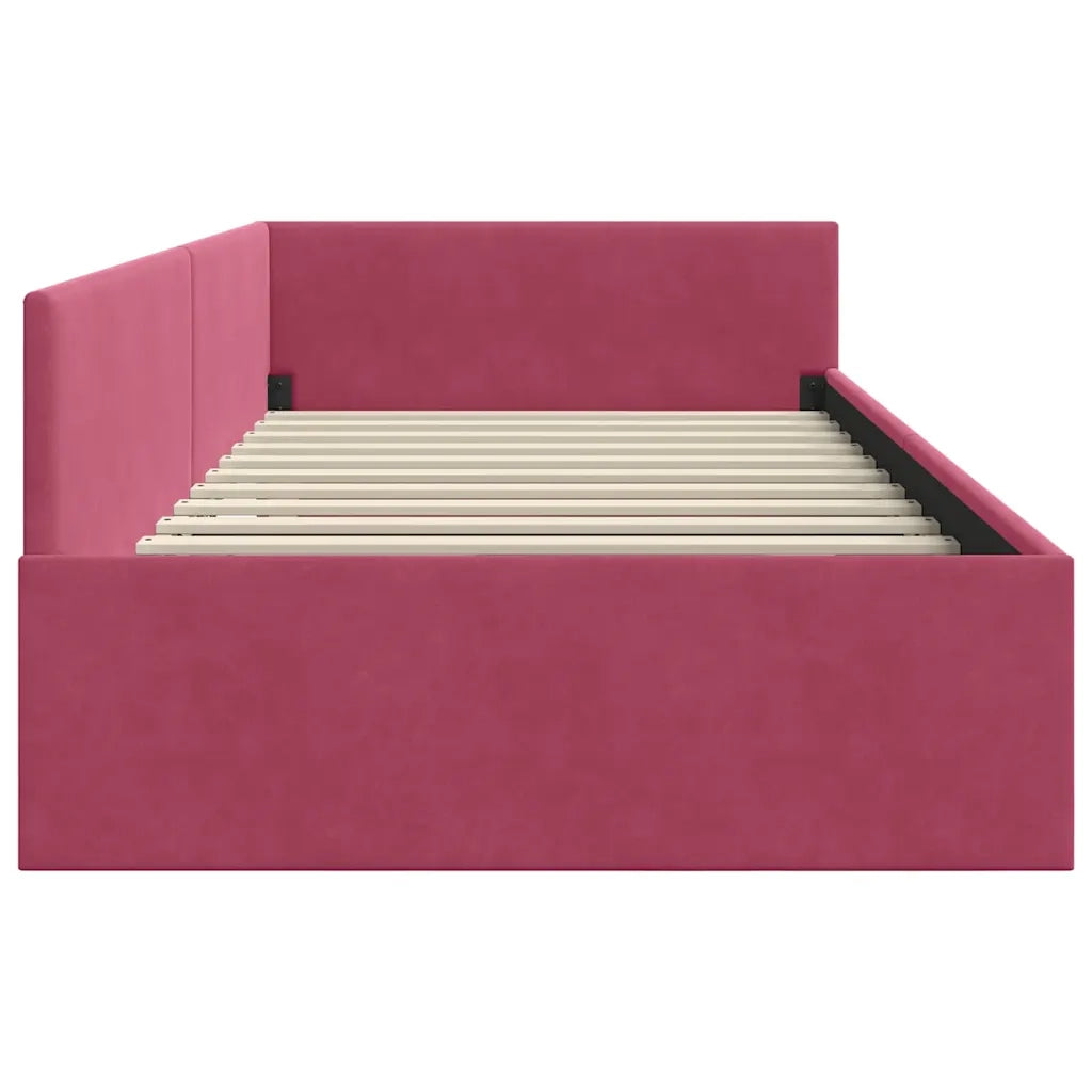 Cornice del letto ad angolo Rosso Vino 100 cm x 200 cm Velluto