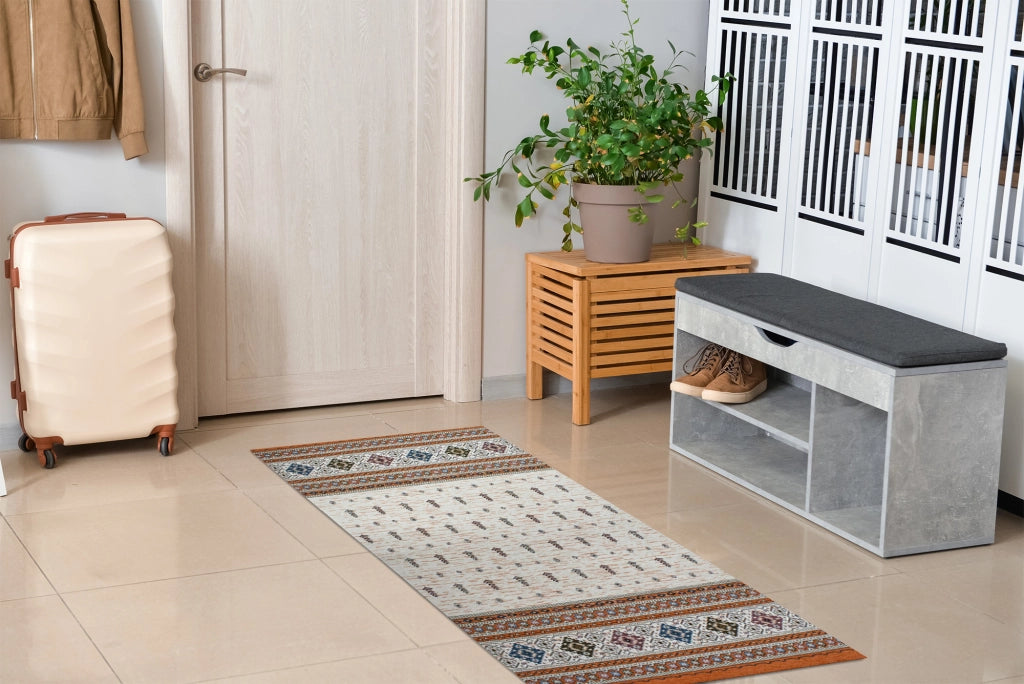 Tappeto Arredo Moderno Morbido in Ciniglia Ingresso Antiscivolo Prodotto Italiano  Soggiorno Camera Salotto Disegni Piazzati Cotone Varie Misure Grande Loom/Ruggine - 65x300 cm