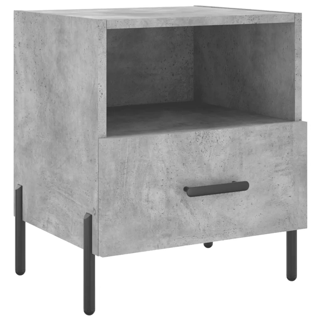 Set di 2 Comodini | Armadio da Notte | Mobiletto da notte Grigio Cemento 40x35x47,5 cm in Legno Multistrato