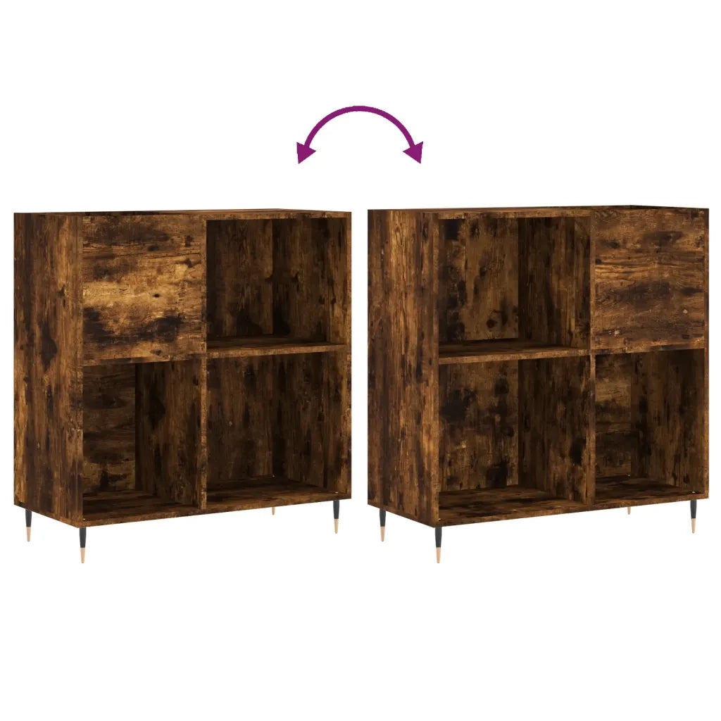 Mobile Porta Dischi Rovere Fumo 84,5x38x89 cm Legno Multistrato 831769
