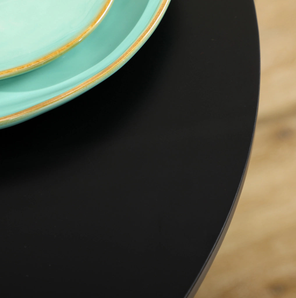 Tavolo da pranzo rotondo ?70x75 cm salvaspazio con base antiscivolo in acciaio e MDF nero