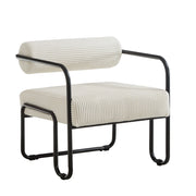 Poltrona lounge - con schienale cilindrico e struttura stabile - in velluto a coste - beige