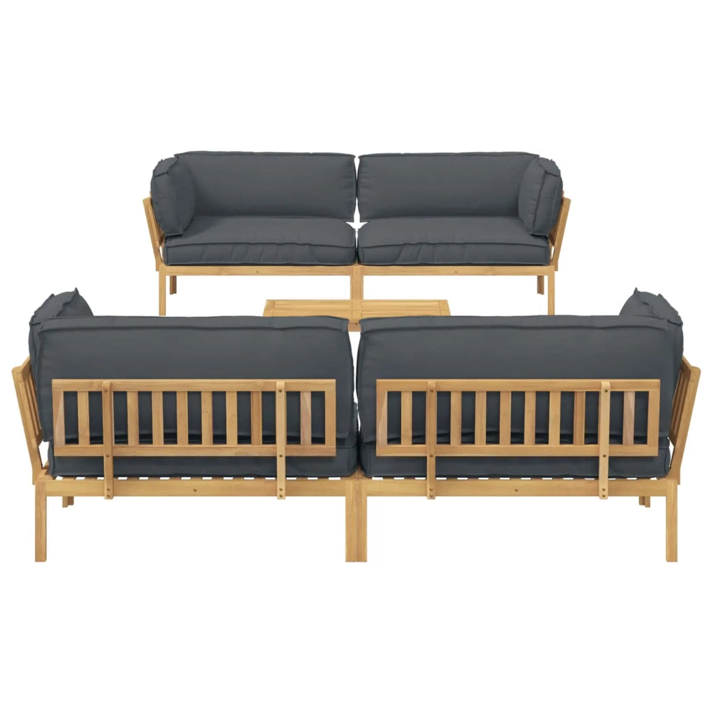 Set di divani 5 pcs Antracite Legno di Acacia Massello