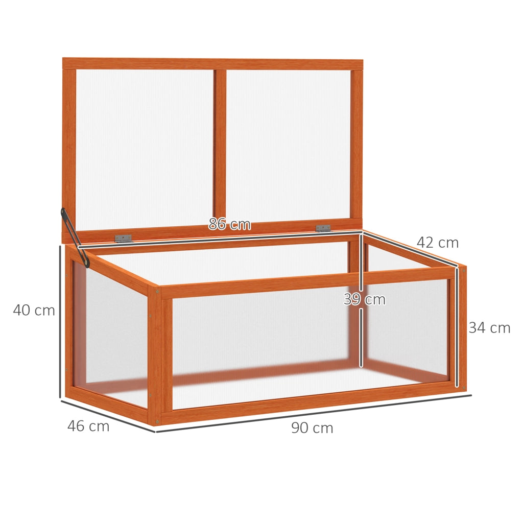 Serra a telaio freddo con copertura, resistente alle intemperie, realizzata in legno e policarbonato, arancione, 90x46x40 cm