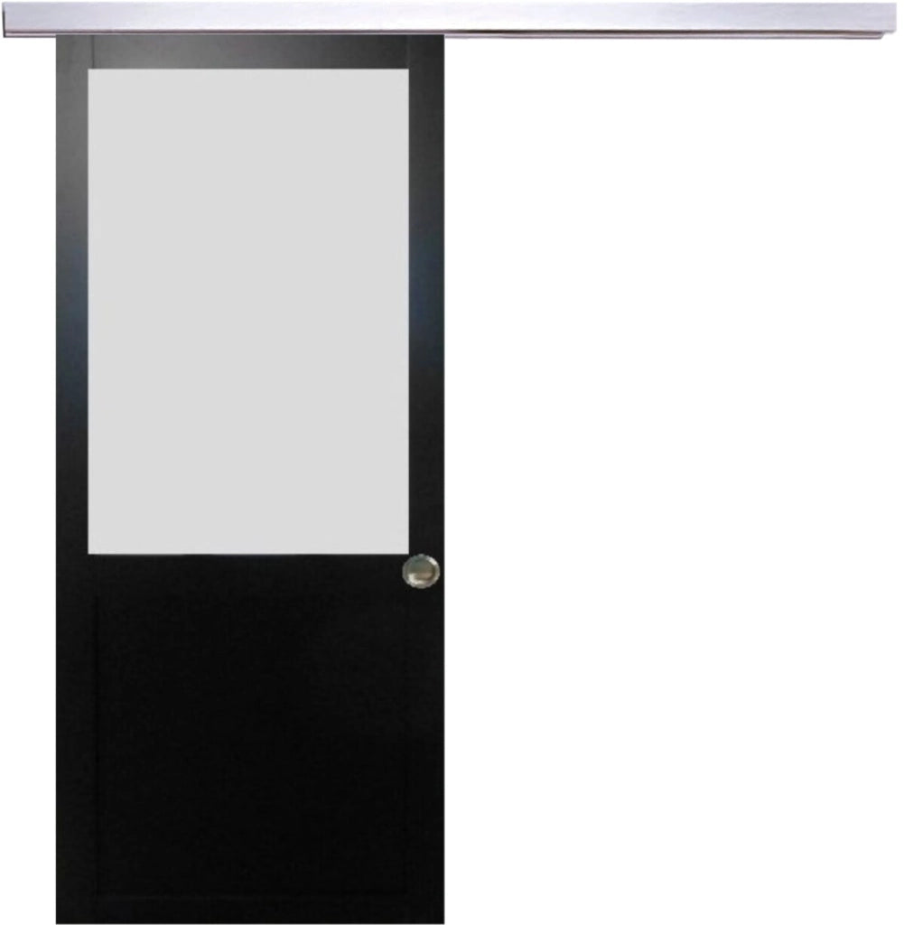Porta Scorrevole Athena Nera H204 x L83 + Binario in Alluminio e 2 Gusci