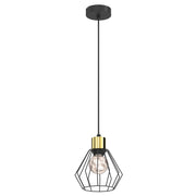 Lampada sospesa industriale Parkla 1xE27 nero oro Luminex