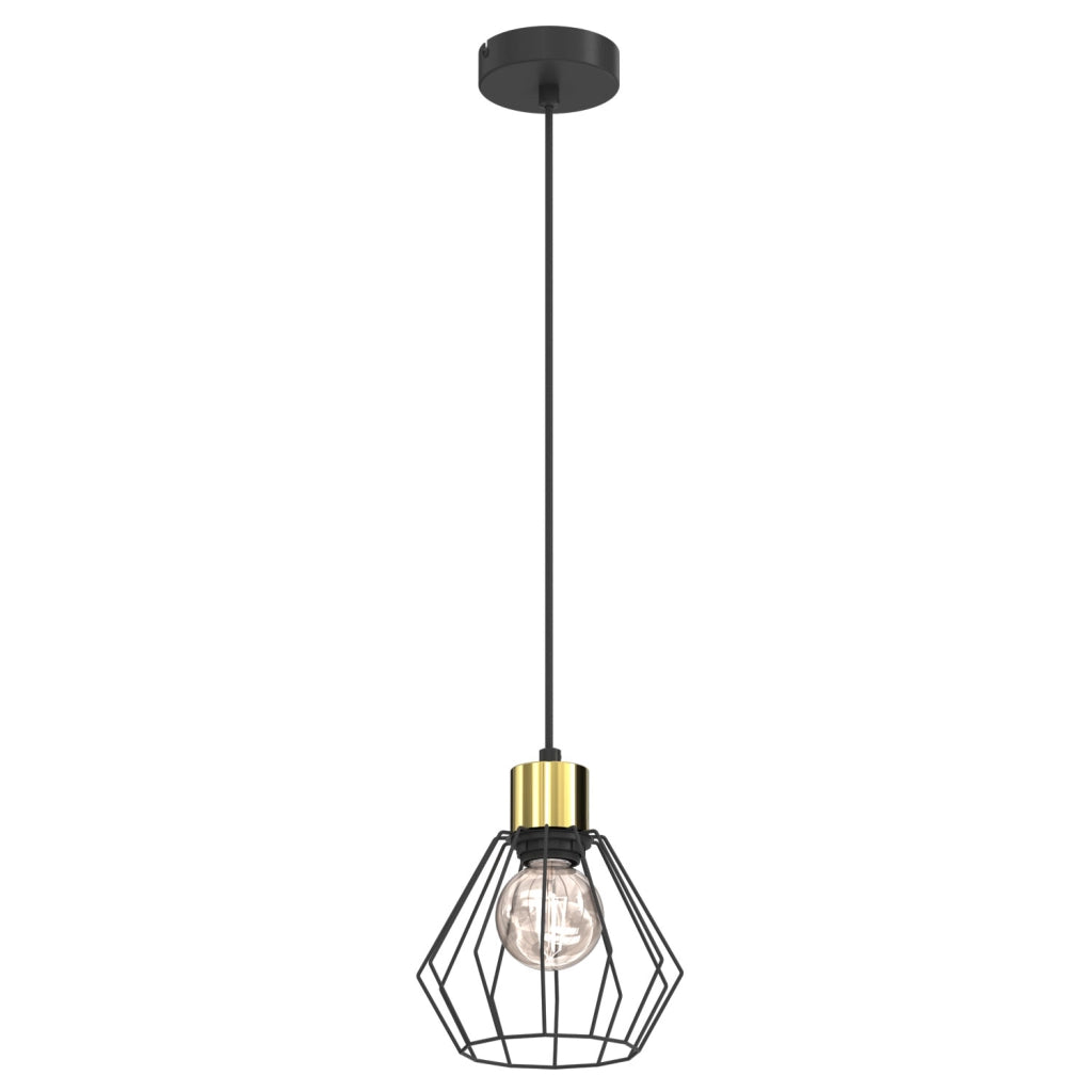 Lampada sospesa industriale Parkla 1xE27 nero oro Luminex