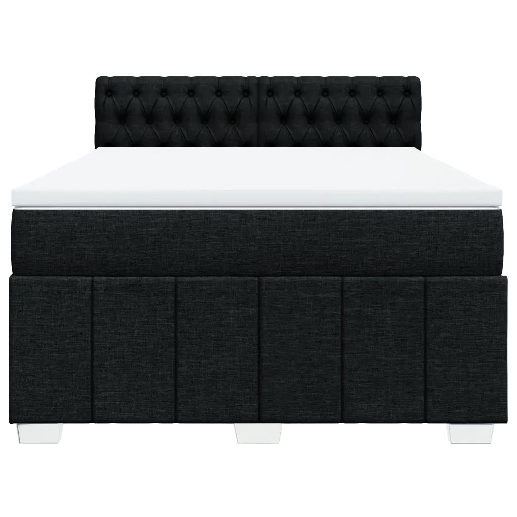 Giroletto a Molle con Materasso Nero 160x200 cm in Tessuto