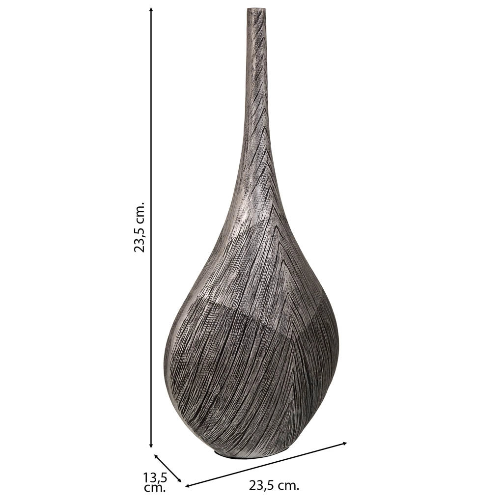 Vaso in poliresina argento 23,5x13,5x48,5h