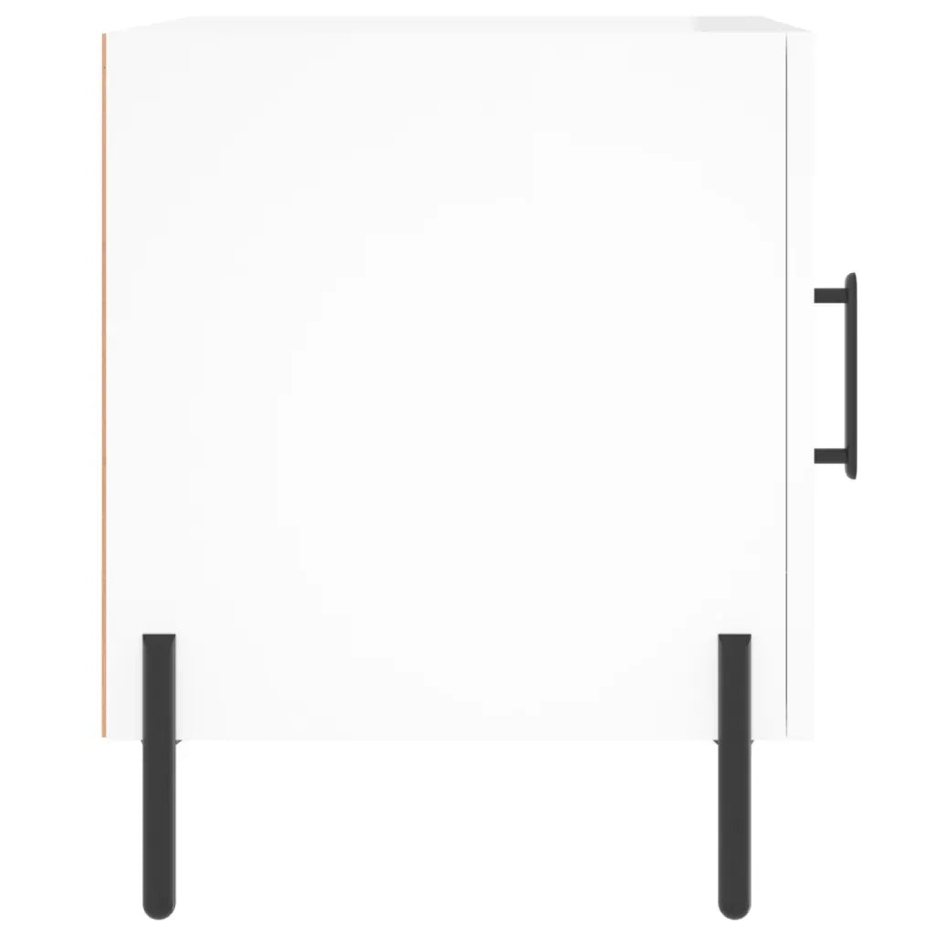 Set di 2 Comodini | Armadio da Notte | Mobiletto da notte Bianco Lucido 40x40x50 cm in Legno Multistrato