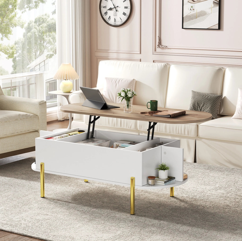 Tavolino da caffè elevabile 120x50 cm con vano contenitore