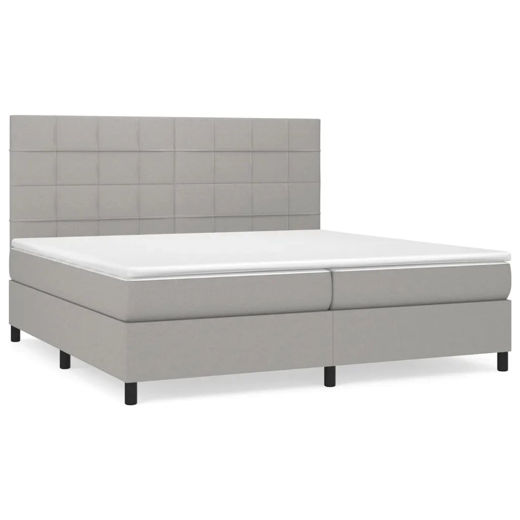 Giroletto a Molle con Materasso Grigio Chiaro 200x200cm Tessuto 3141801