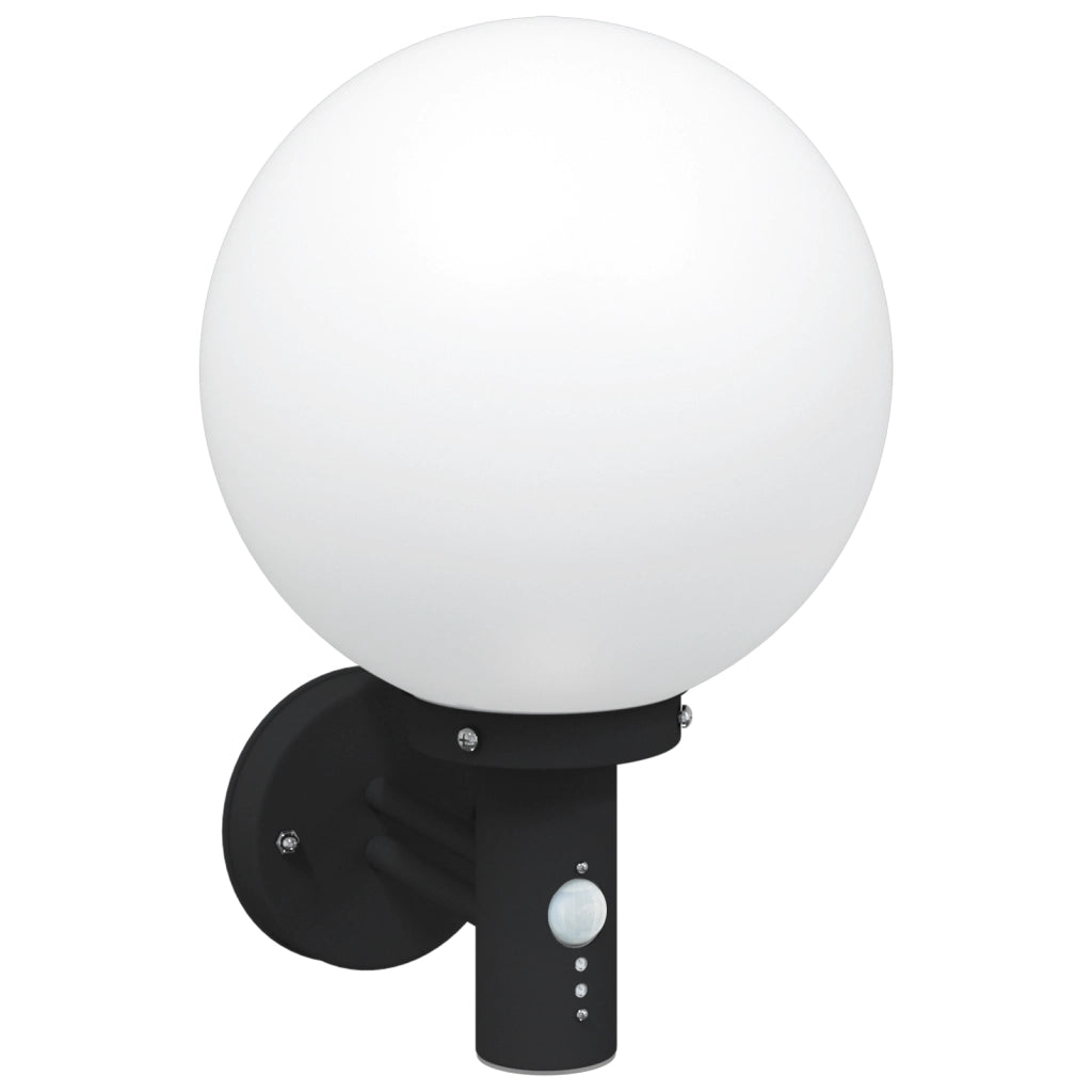 Lampada da Parete Esterno con Sensore Nera Acciaio Inossidabile IP44