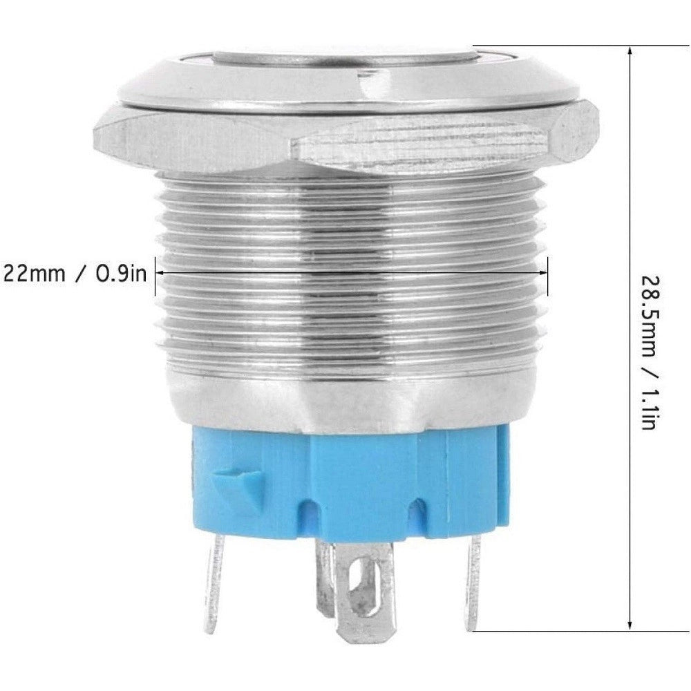 Trade Shop - Interruttore A Pulsante A 4 Pin 22mm Con Segnale Luminoso Di Alimentazione Verde -