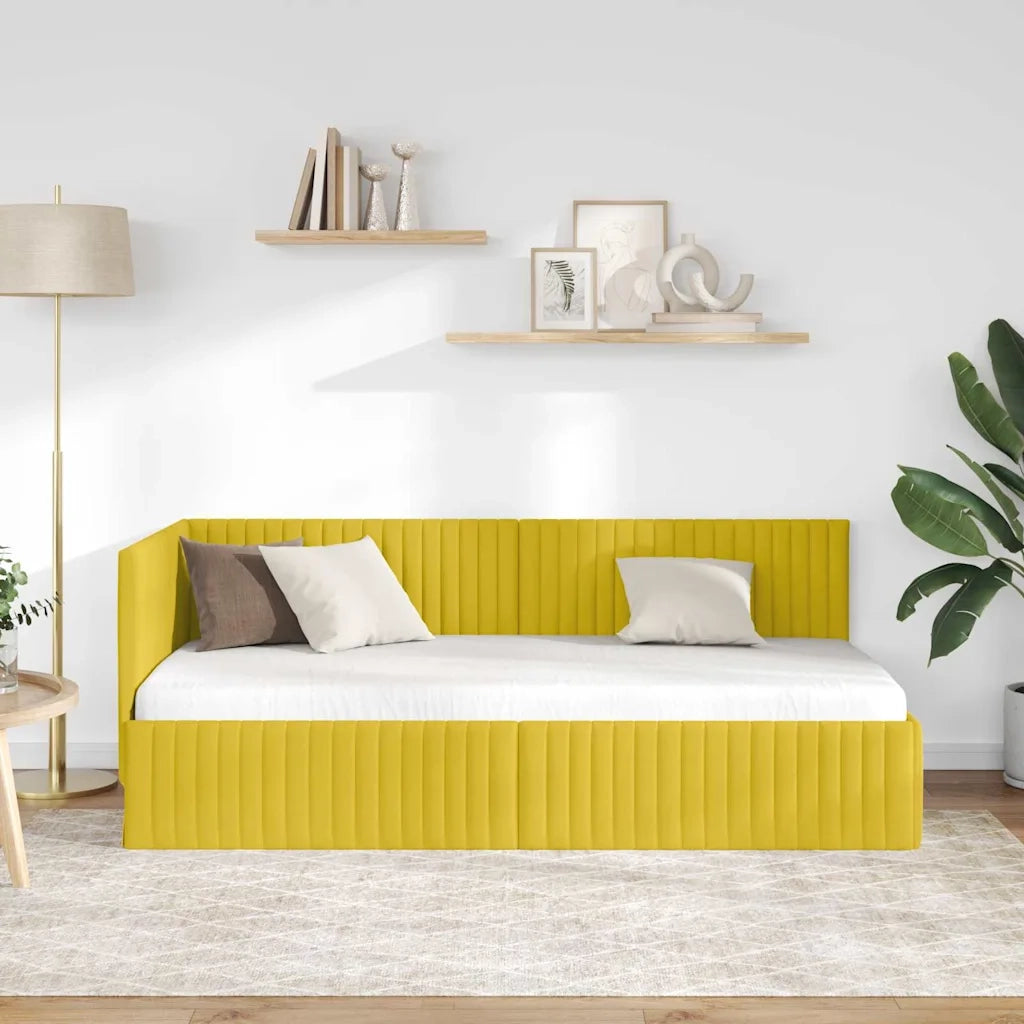 Cornice del letto ad angolo Giallo 90 cm x 200 cm Velluto